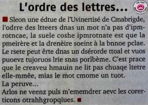 L'ordre des lettres ...